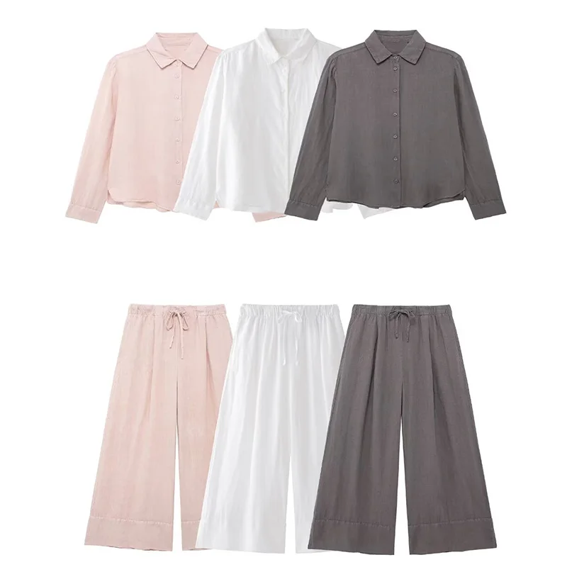 Женский костюм из двух предметов элегантная рубашка с длинным рукавом топ