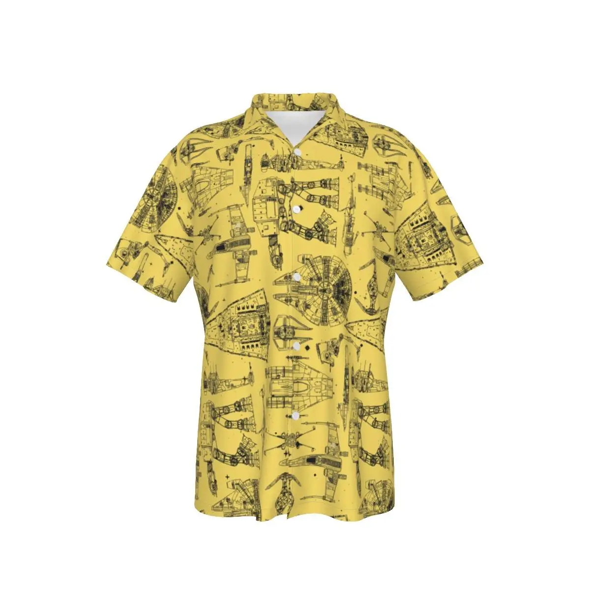 

Casual Shirts for Men Spacecraft equipment Beach Short Sleeve Yellow Summer Casual Button Up Tops 3D Shirts