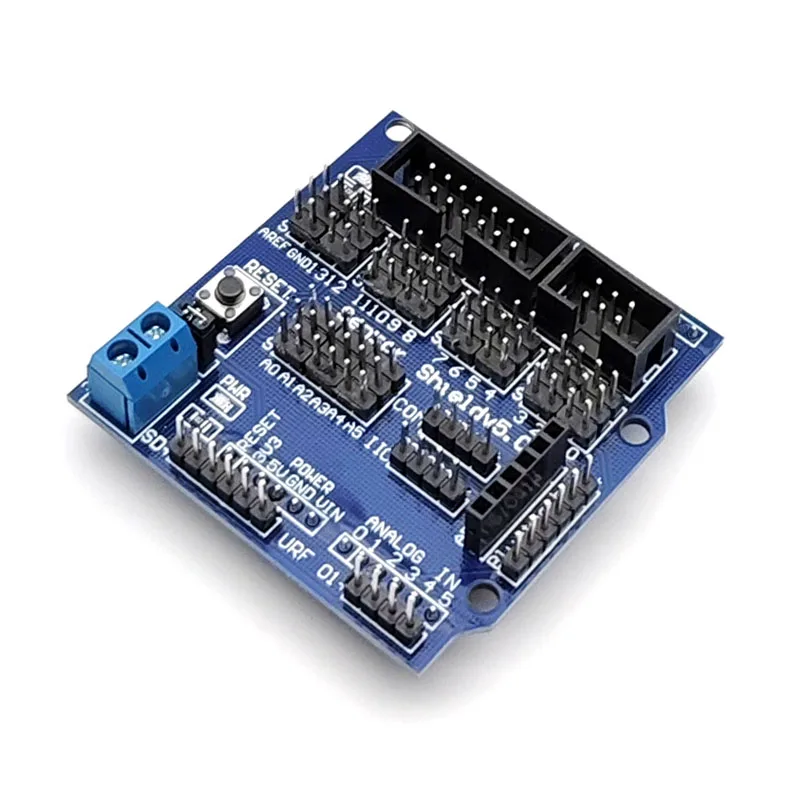 Фото Плата расширения датчика Sensor Shield V5.0 для UNO MEGA R3 V5 для электронных строительных блоков Arduino, детали робота №1