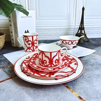 high grade bone china chinese red coffee cup ceramic tea cup set dish animal tablewar set wedding and housewarming gifts