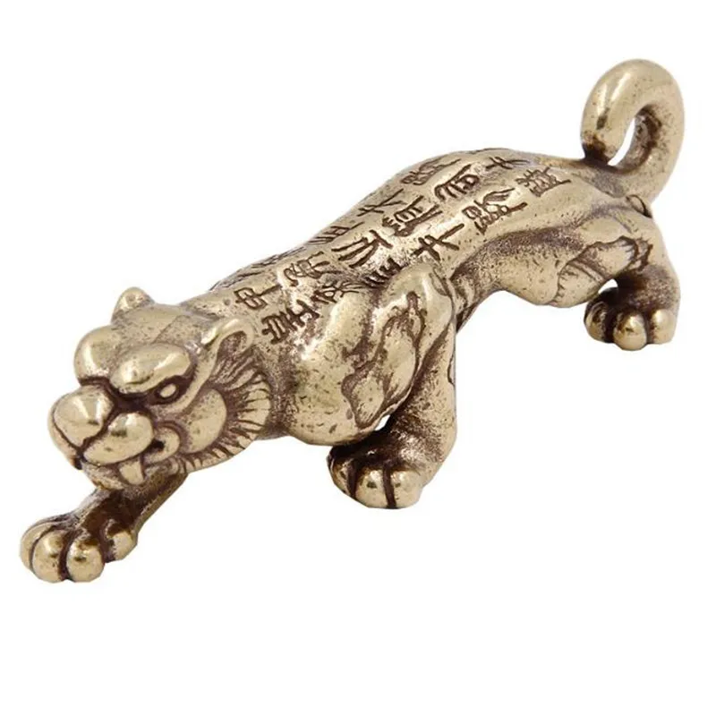 

3D Brass Retro tiger Casting Cattle Mini Animal Metal Figurine Home Decor Desktop Crafts Sculpture Landscaping Decoration Gifts