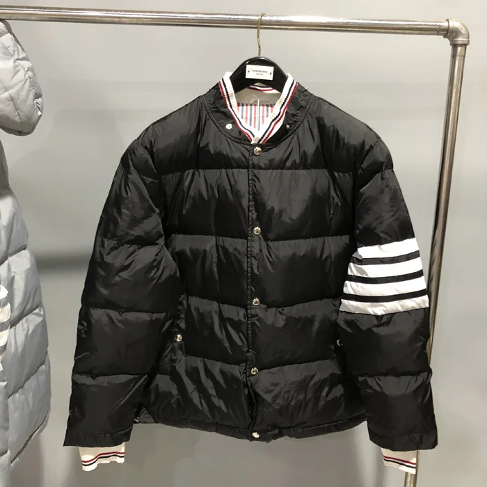 Autumn and Winter New TB Down Padded Jacket Four-pole Red, White and Blue Hooded Removable Cap Thickened Warm Padded Jacket