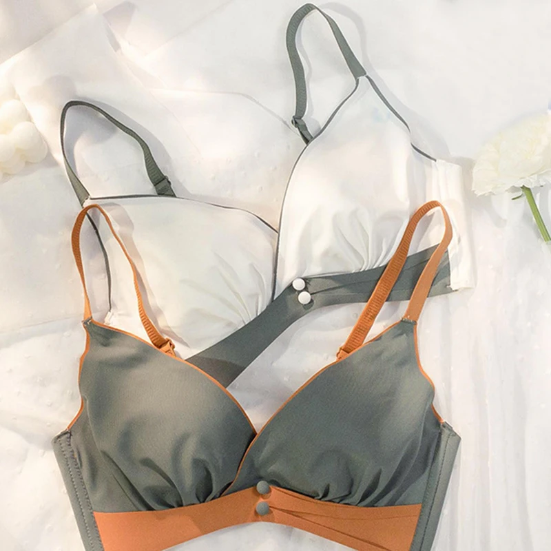

No Steel Ring Sexy Bra Pure Color New Girl Small Chest Underwear Gathered Tube Top All-Match Bra Can Be Worn In All Four Seasons