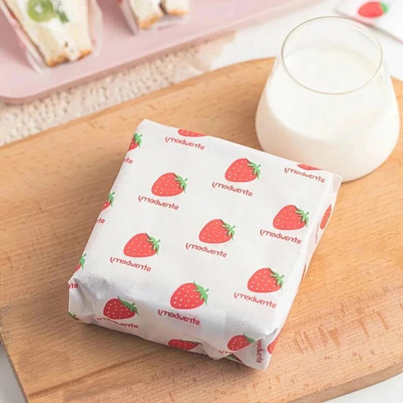 

50 Sheets Oil-Proof Wax Paper Food Sheets Paper Bread Sandwich Burger Fries Wrapping Baking Tools Fast Food Bread Oilpaper