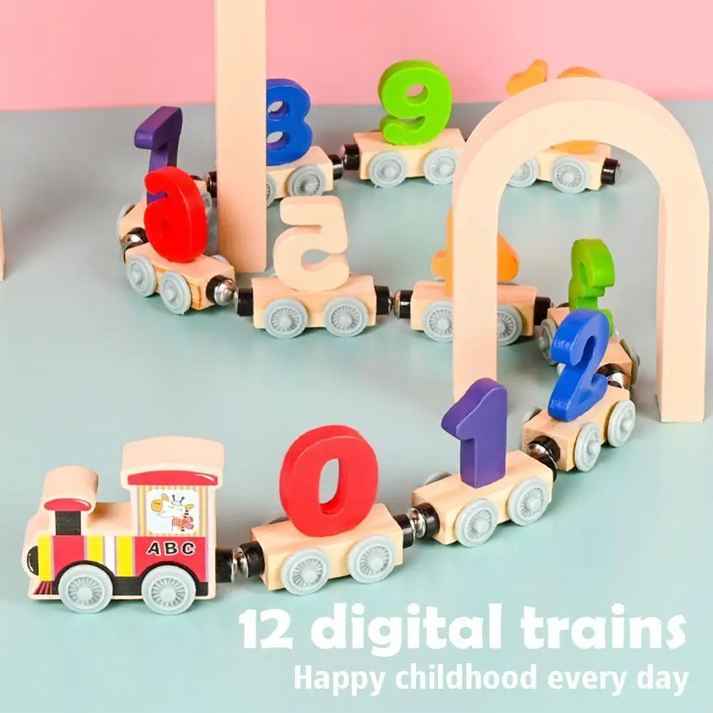 

Цифры и буквы, магнитный поезд, пазл, деревянный игрушечный автомобиль, малыш, Дошкольное обучение, набор поездов с цифрами для детей F6Q3