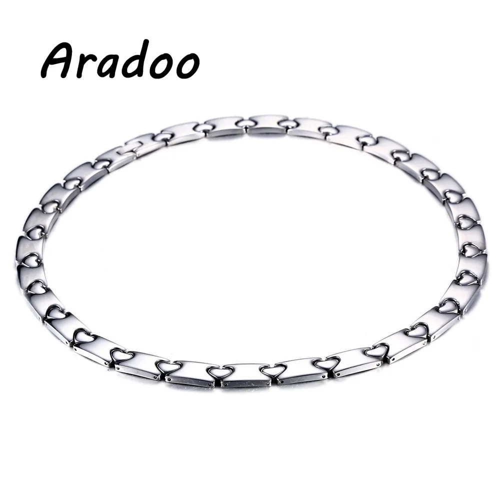

ARADOO Titanium Steel Love Health Necklace Fashion Light Luxury Versatile Germanium Health Collar Ladies Necklace