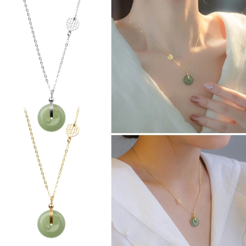 Винтажное ожерелье с подвеской и пряжкой для женщин и девочек, нефритовая цепочка из бисера, цепочка на ключицу, богемная для