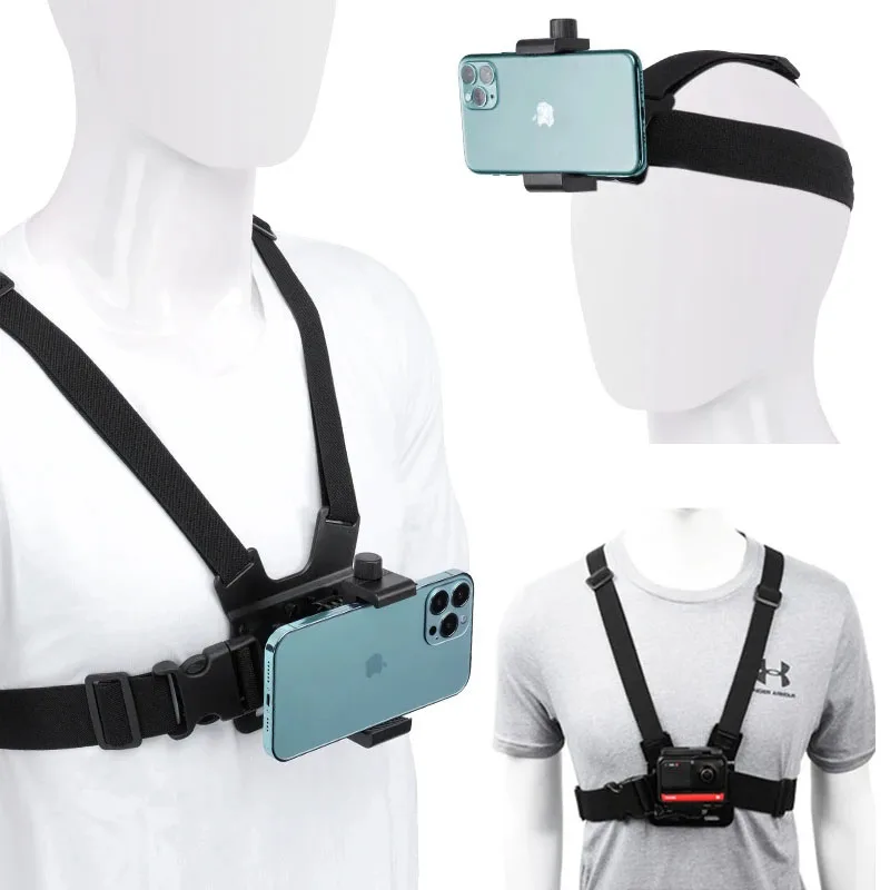 

Chest Strap Head Strap Kit for GoPro Hero 11 10/9/8 Insta360 X3 One RS Smartphone Chest Shoulder Strap Action Camera Accessories