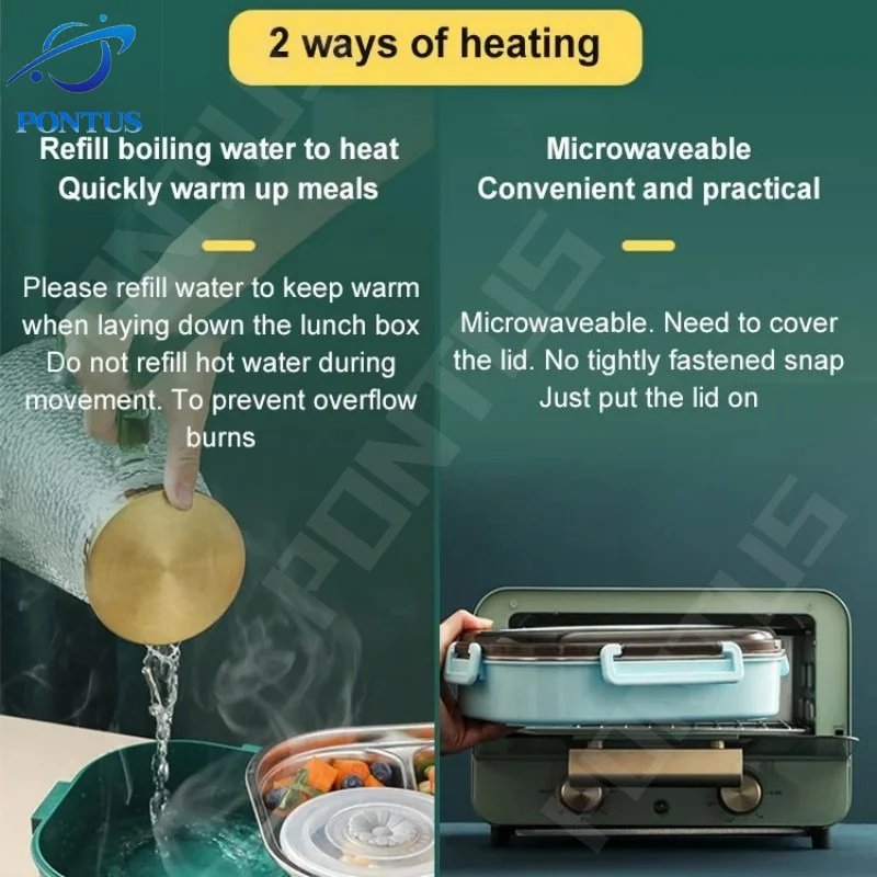 Дешево Термальный Ланч-бокс, герметичный Ланч-бокс Bento с 4 ячейками из нержавеющей стали 304, утолщенный Портативный Ланч-бокс для микроволновой печи...