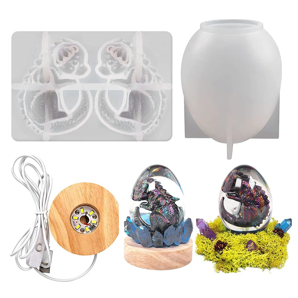 

1 Set DIY with Lamp Base 3D Egg 3D Epoxy DIY Egg Shaped Egg Epoxy with Lamp Base