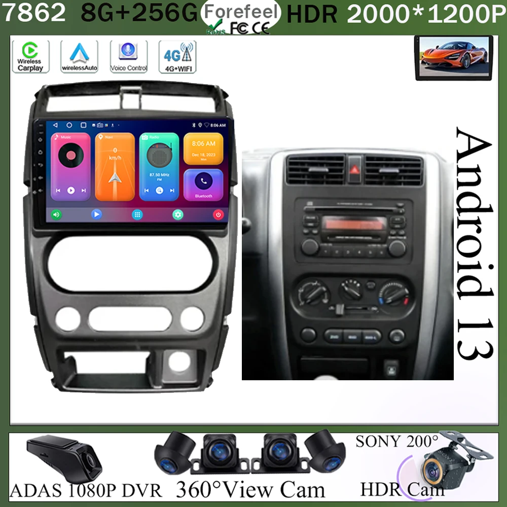 Мультимедийный видеоплеер для Suzuki Jimny 3 2005-2019 Android 13 GPS-навигация стерео головка WIFI