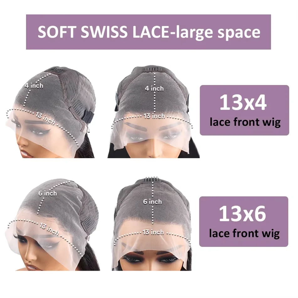 Парики фронта шнурка человеческие волосы 40 дюймов Объемная волна 13x6 hd Кружевной