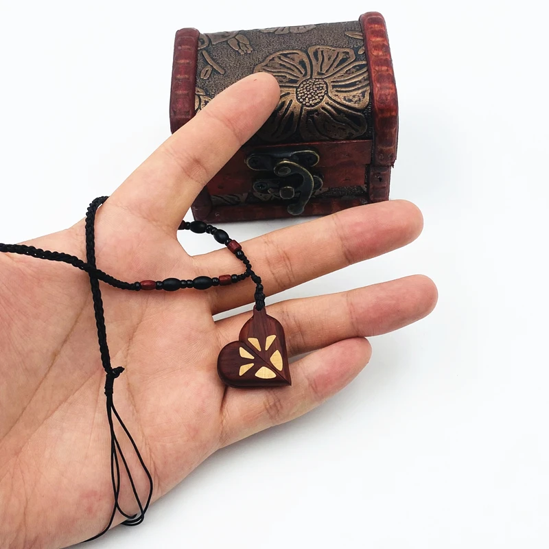 The Illusionist Locket Necklace Pendant Couple Lovers Cosplay Custom Photo Handmade Wood Unisex Jewelry Prop
