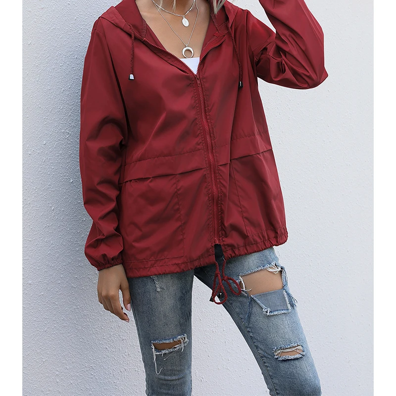

Running Bicycle Sports Coat Women Long Sleeve Jacket Zip-Up Hoodie Outdoor Hiking Waterproof Raincoat Jackets Loose Coat Outfit