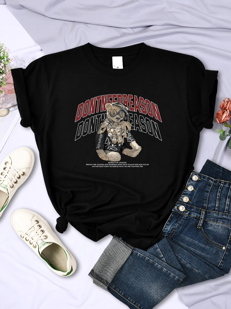 

Don'T Need Reason Scientist Teddy Bear Women T Shirts Street Trend Hip Hop Clothing All-math Casual Short Sleeve Female Tee Tops