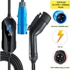 EVSE EV Уровень 2 Портативный электрический автомобиль домашняя зарядка вилка CEE IEC 62196 SAE J1772 32A тип 1 Тип 2