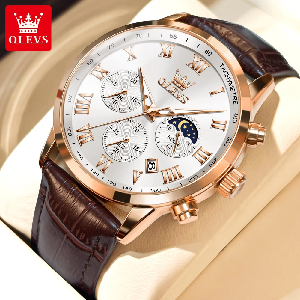 Часы мужские Кварцевые водонепроницаемые с большим циферблатом и хронографом