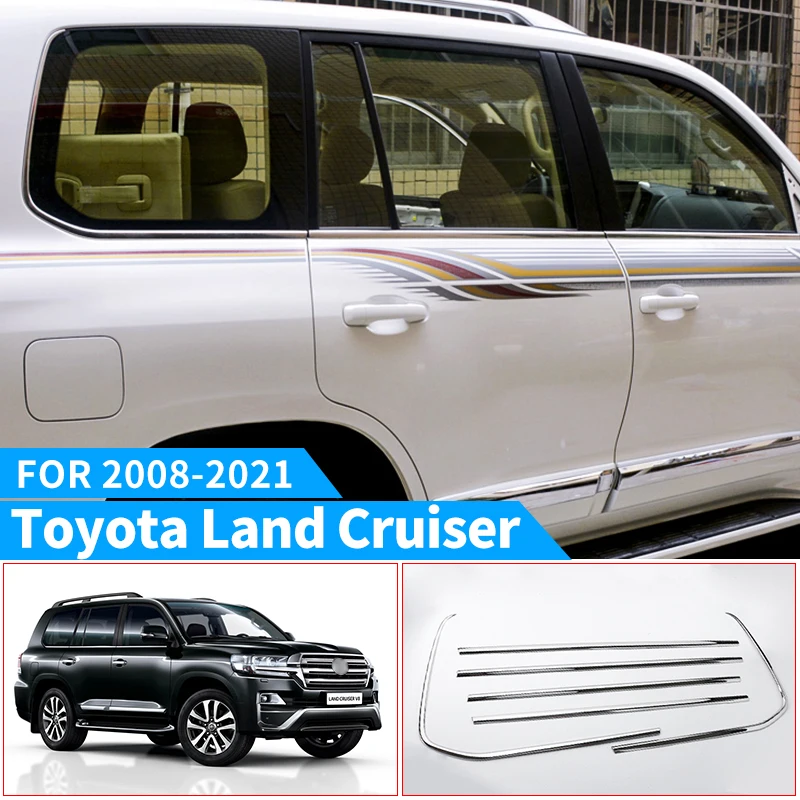 For Toyota Land Cruiser 200 2008-2021 2020 2019 Window Stainless Steel Decoration LC200 Car Body Modification Accessories