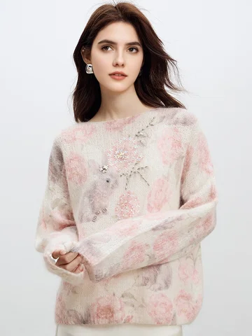 SuyaDream Женские пуловеры из мохера синие