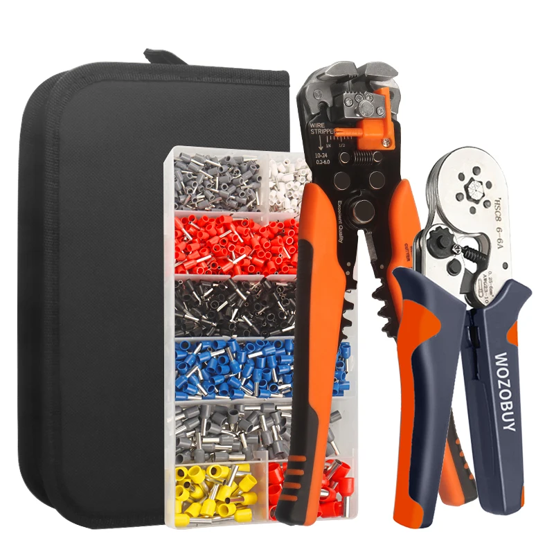 

HSC8 6-4A/6-6A Crimping Pliers Kit Y1 Stripping Cutting Plier 1200pcs/Box Tube Terminal Suit WOZOBUY Brand Electric Tools Set