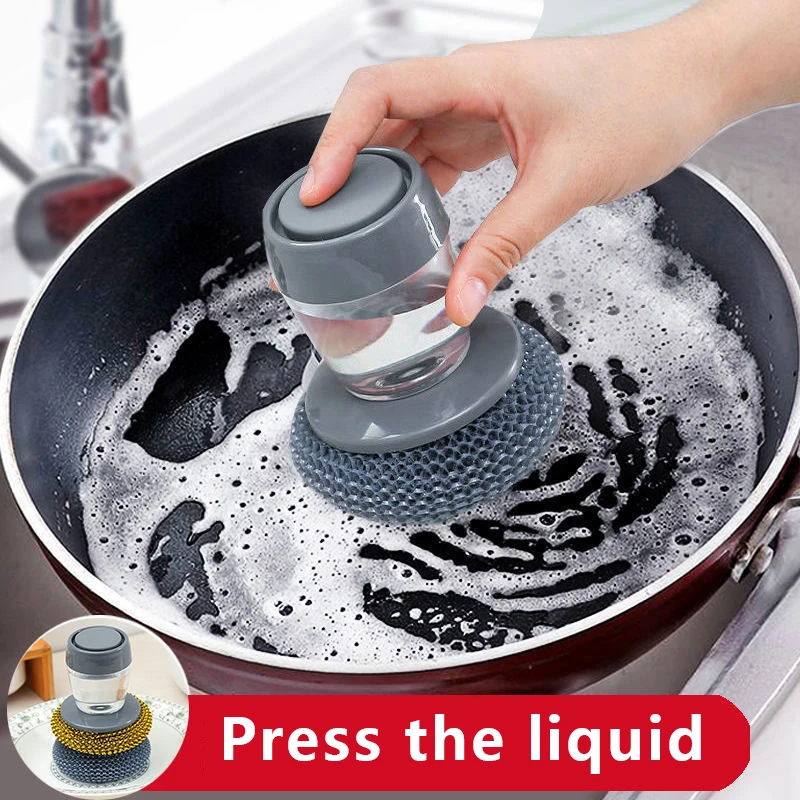 

Kitchen Soap Dispensing Palm Brush Liquid Washing Pot Dish Brush Strong Decontamination Cleaning Brush Household Bathroom Tools