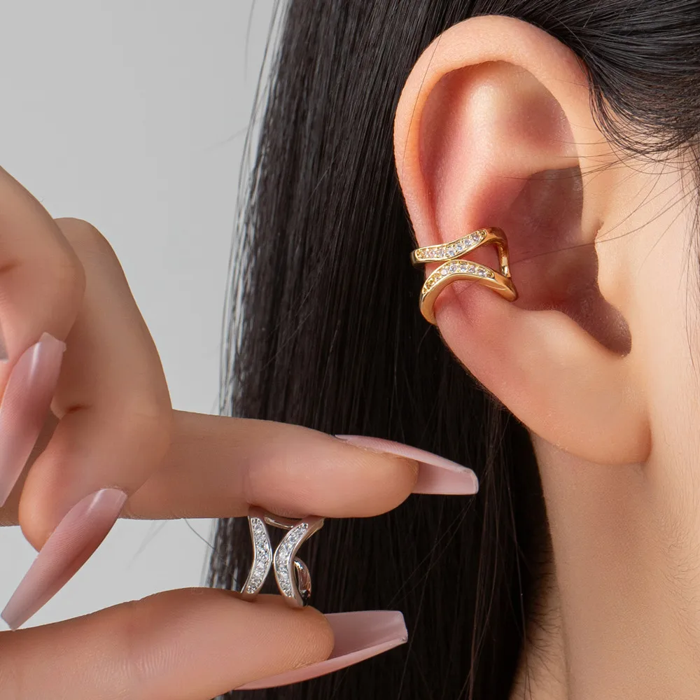 Клипсы-манжеты для ушей с фианитом