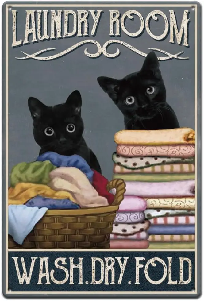 Superдант Черный кот металлический жестяной знак винтажный стирка для стирки сухой