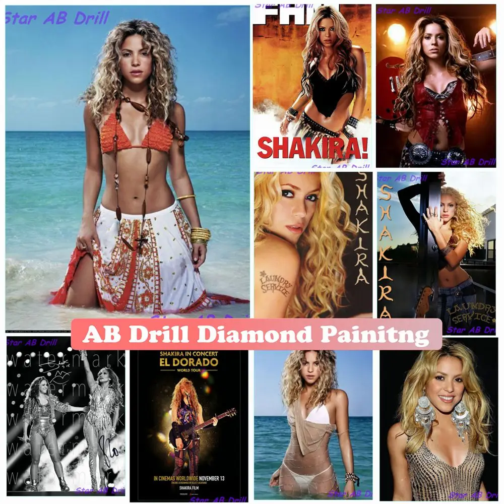 

Shakira 5d Diy Diamond Art Painting Latin Rock Alternative Music Singer Mosaic Girl Poster Cross Stitch Kit AB Drill Home Decor