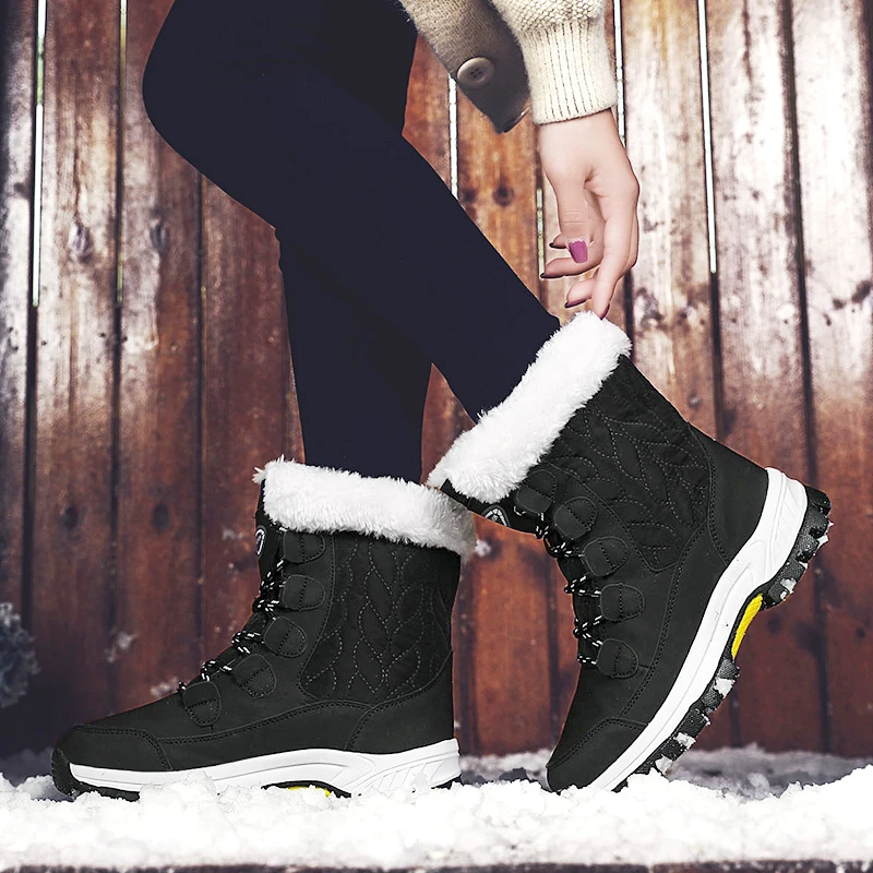 Winter Women's Snow Boots Warm Thick Waterproof Sneaker High-top Cotton Thick Soles Walking Shoes