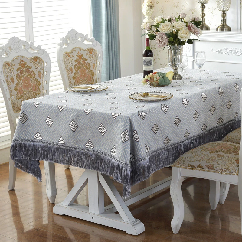 

European Style Tassel Tablecloth Thicken Chenille Rectangular Table Cover Round Dining Table Coffee Dust-proof Cloth