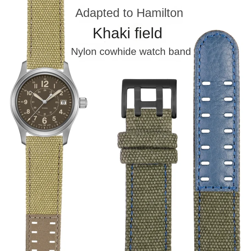 

For Hamilton Khaki Field Series h760250/h77616533/h70605963 H68201993 Canvas Watch Strap Leather Nylon Men Watch Band 20mm 22mm