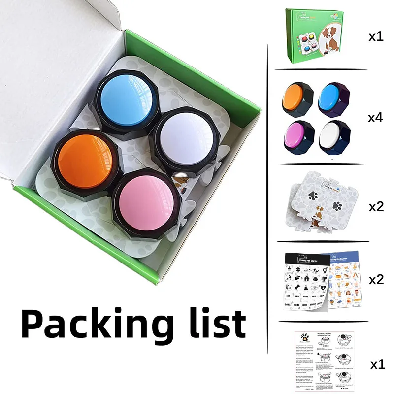 Tanie RIBOSY 4 Szt. Programowalne Rozmowy Przyciski Psa Komunikacja Dla Zwierząt Trening Przycisk Nagrywania Brzęczyk Naucz Swojego Psa, Czego Chcą