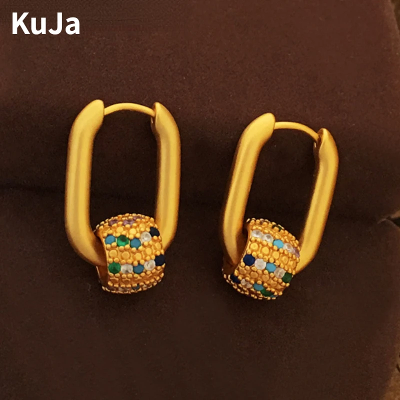 

Modern Jewelry 2023 Trend New European and American Design Splicing Color Glass Earrings For Women Fashion Accessories Hot Sale