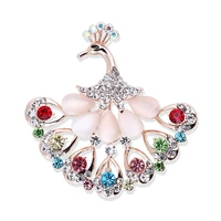 female colorful crystal peacock brooch charm jewelry opal animal brooch for women vintage pin dress coat accessories