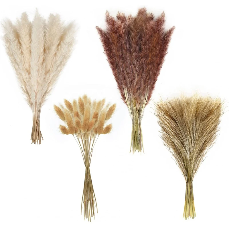 

AT69 -85Pcs Dried Pampas Grass Decor Pompass Grass Branches Natural Dried Flowers Bouquet Boho Home Decorations