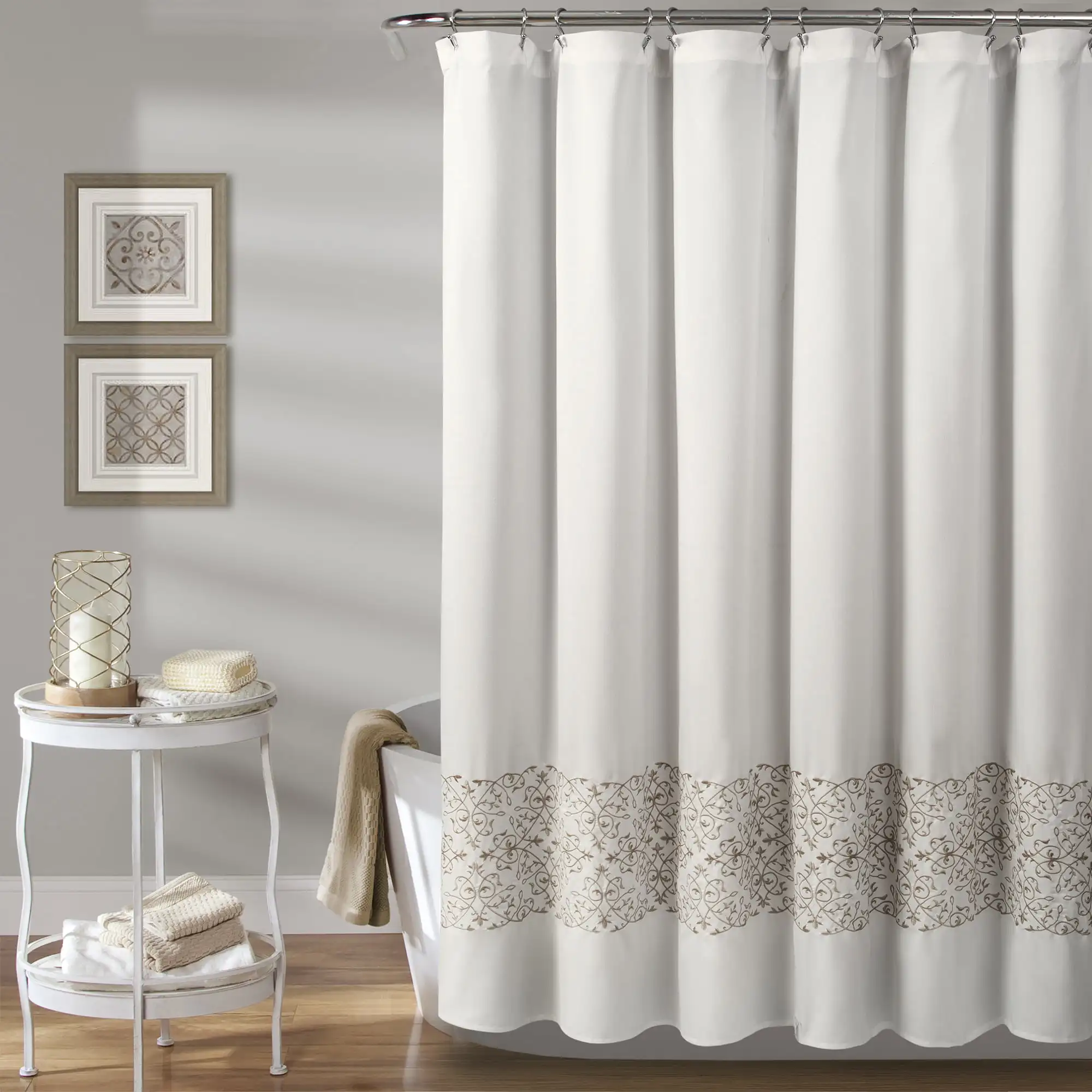 

Scroll Medallion Shower Curtain, 72x72, Neutral, Single