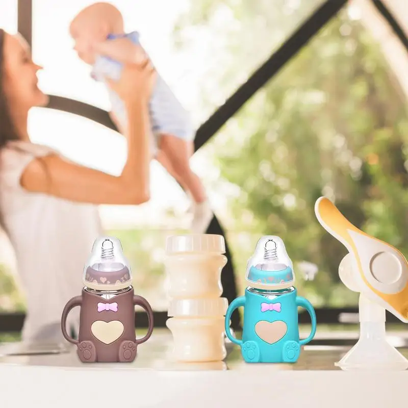 

Baby Milk Bottle Baby Bottle With Natural Response Nipple Newborn Baby Bottles With Silicone Protective Sleeve For Breastfeeding