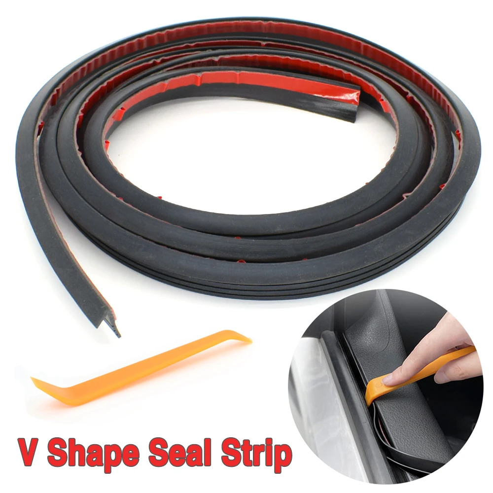 

Car Window Seal Strip Noise Insulation Auto Seal V-Shaped Rubber Filler Sealing Strips Self Adhesive Draft Weatherstrip 2 Meters