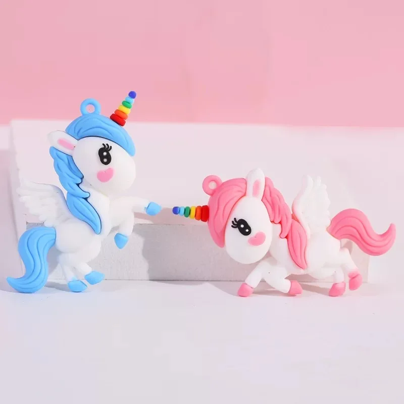 1 новый милый мультяшный трехмерный мягкий резиновый Радужный пони Единорог