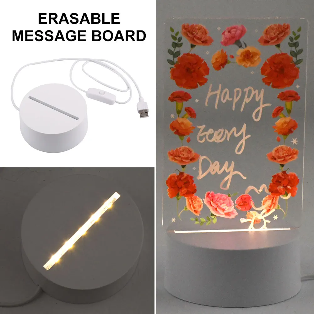 

Creative LED Note Borad Night Light Dimming Message Board Lamp with Pen USB Powered Table Lamp Desktop Decoration Birthday Gifts