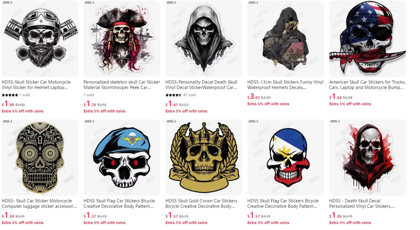HDSS-индивидуальные наклейки с черепом забавные виниловые аксессуары для