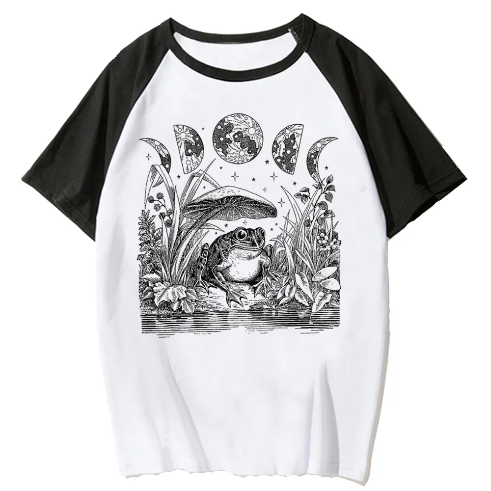 

Cute Cottagecore Aesthetic Frog Mushroom Moon Witchy t shirt women Y2K tshirt girl graphic 2000s clothing