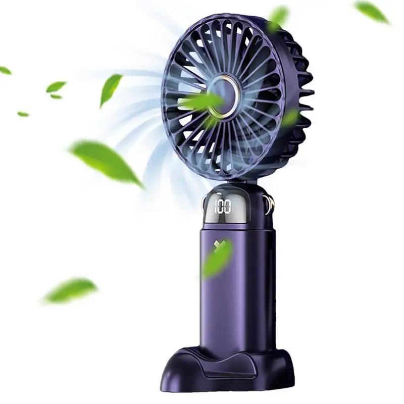 

Hand Fan Portable USB Rechargeable Fan With LED Power Display 90 Degree Foldable 5 Speeds Quiet Mini Fan For Women Girls