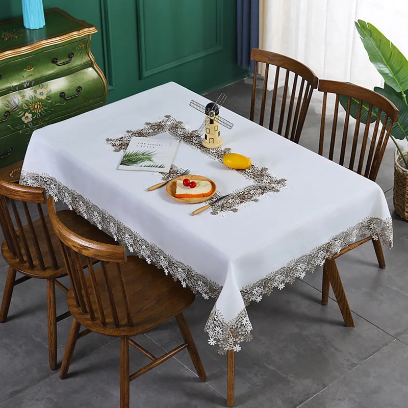 

Lace Tablecloth Coffee Table Round Table Dust Cover Cloth Polyester Linen Tablecloth Round Tablecloth