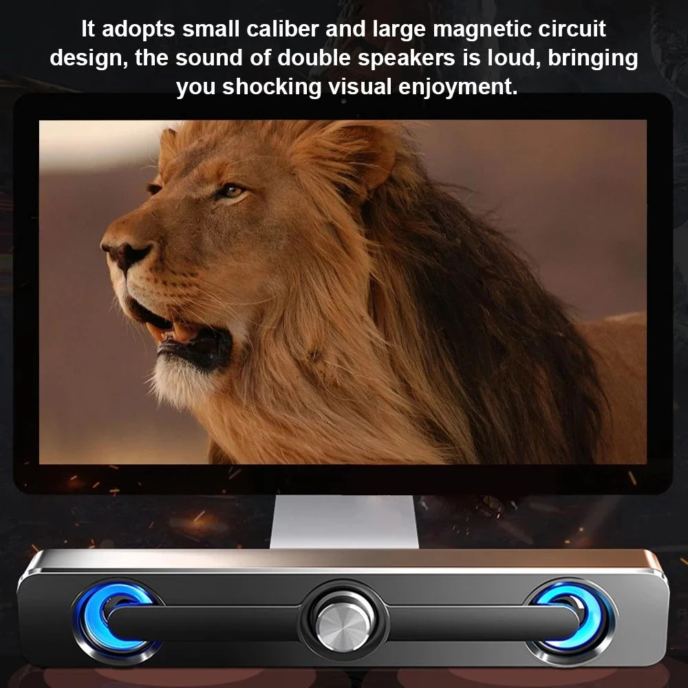 SADA V-111 Компьютерная колонка с подключением через USB, мощный стерео сабвуфер с окружающим звуком для ПК, ноутбука, телефона и стола.