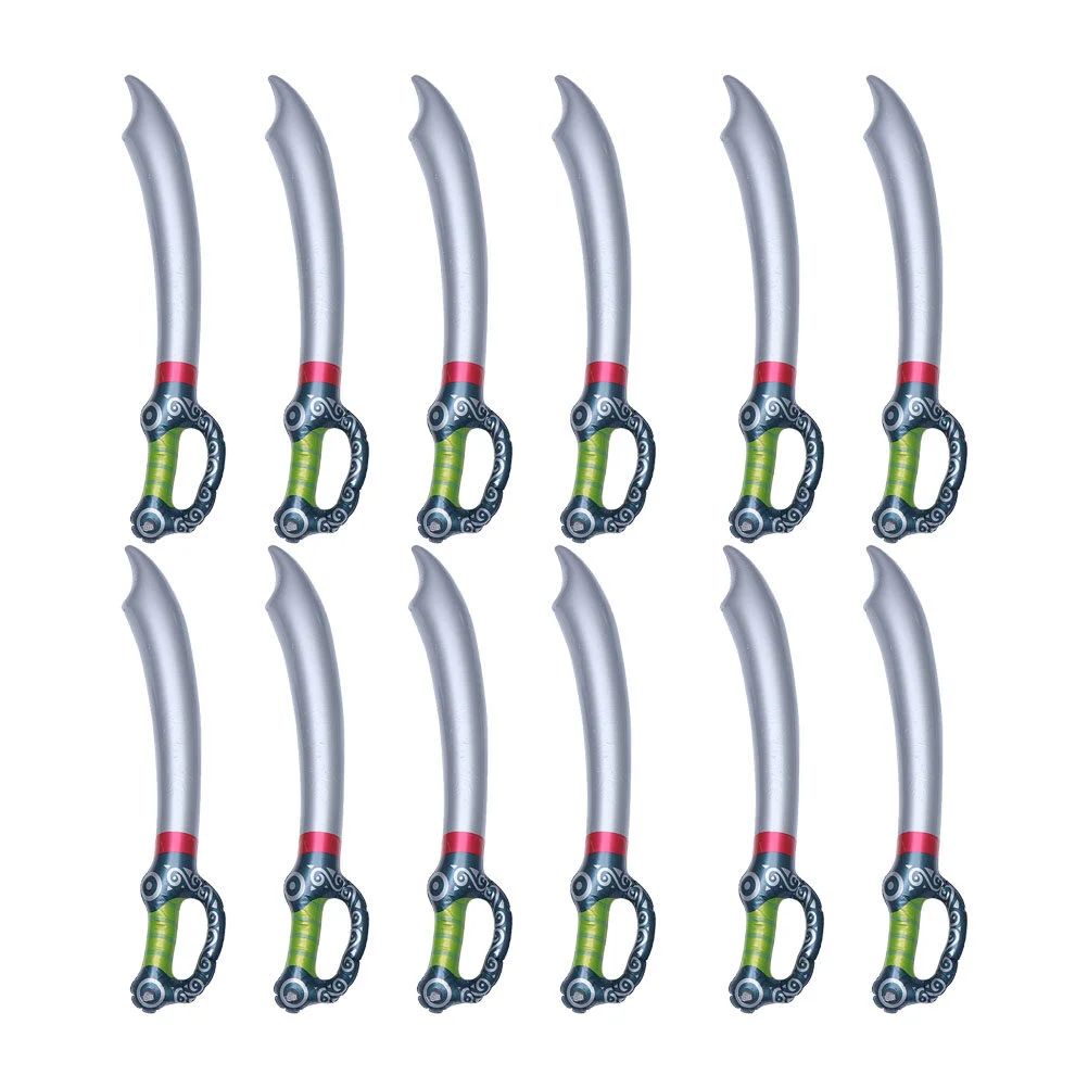 

12 Pcs Hammer Halloween Pirate Balloons Costumes Pirate Inflatable Sword Beach Stage Performance Plaything