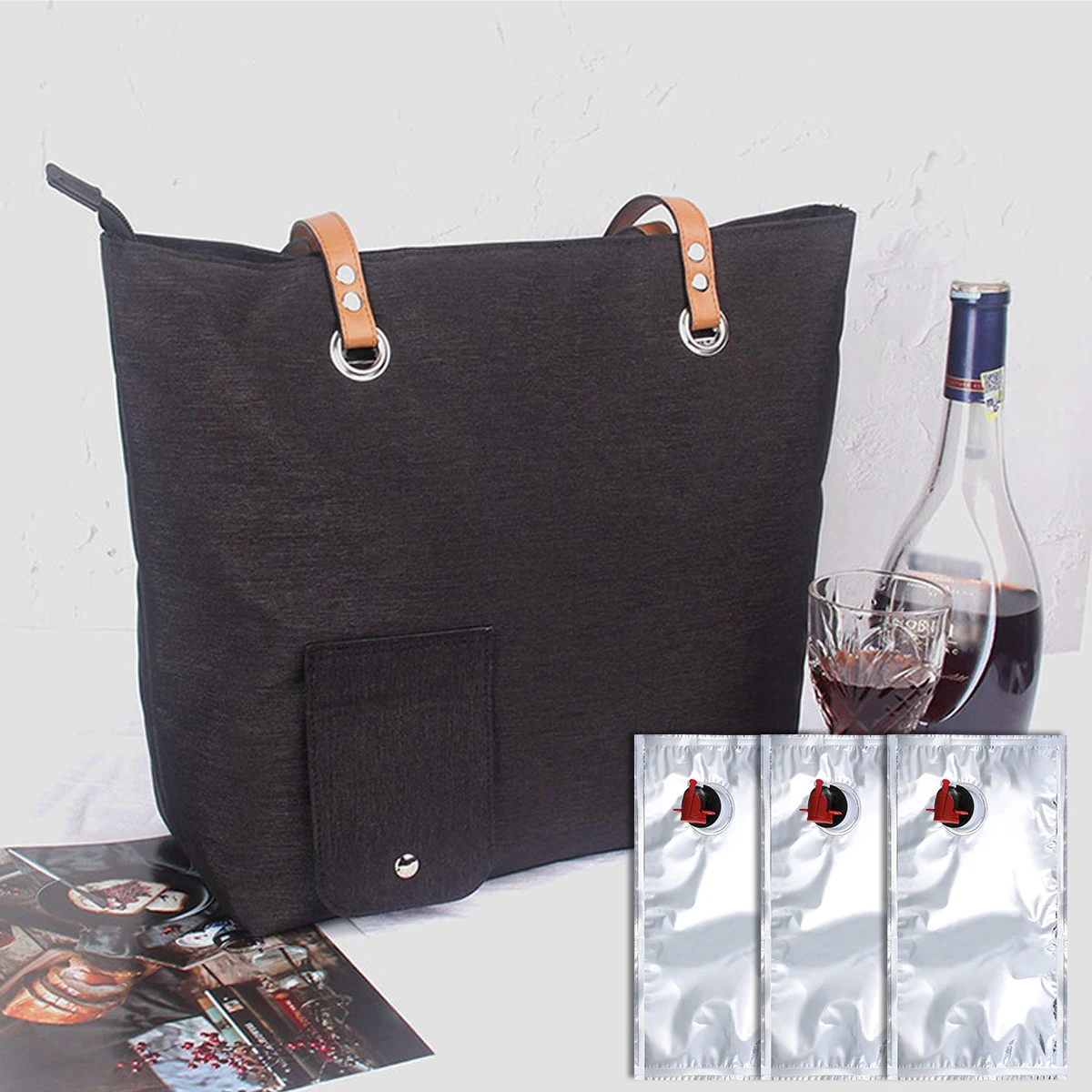 

Wine Purse Insulated Wine Dispensing Purse Polyester Wine Purse Tote with Hidden Spout Fashionable Wine Tote Bag Gift for Travel
