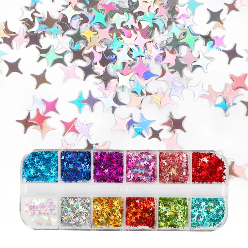 Nail Charms Nail Glitter Laser Star Shape Sequins Sparkly Flakes Paillette Nail Art Decorations Slices Accessories Nail Parts