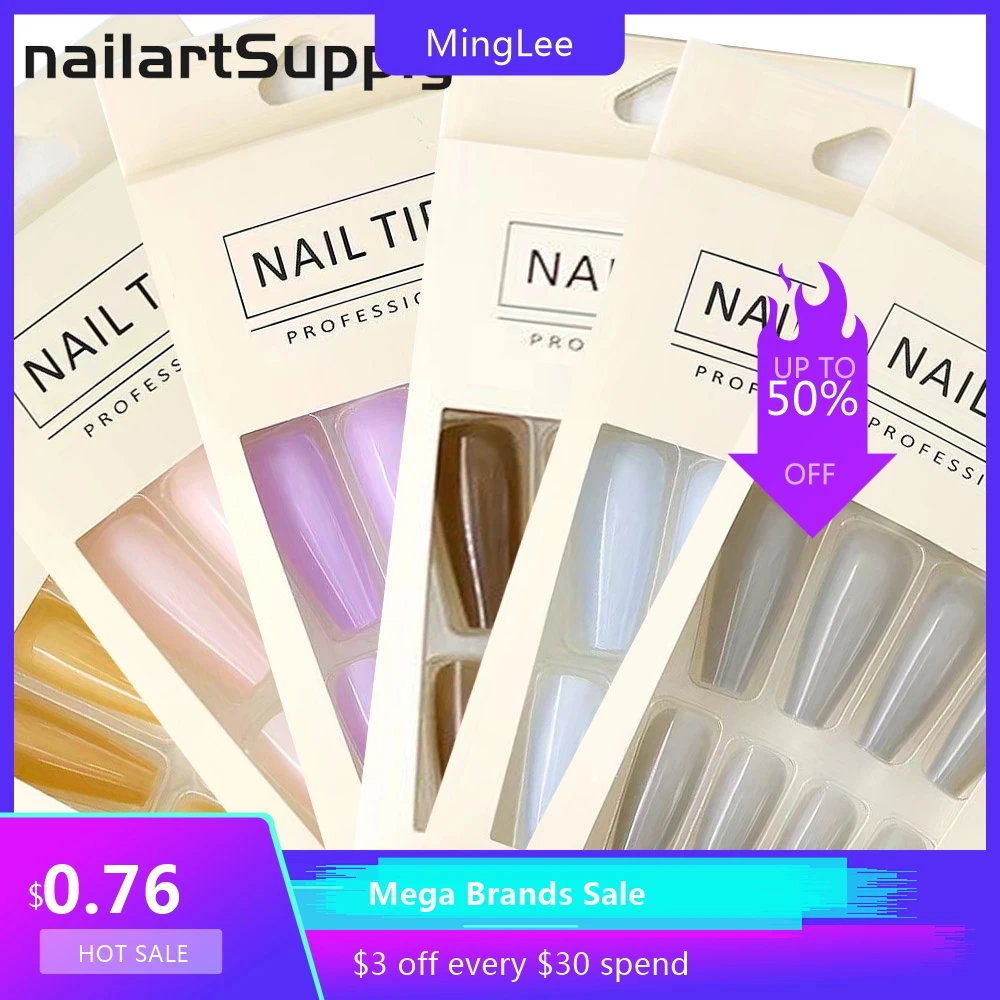 24pcs/pack Ballet Nails Art Fake Nail Tips Flakes Full Cover 6xcolors T Shape Designs Wareable False Nails Decorations Tools #23