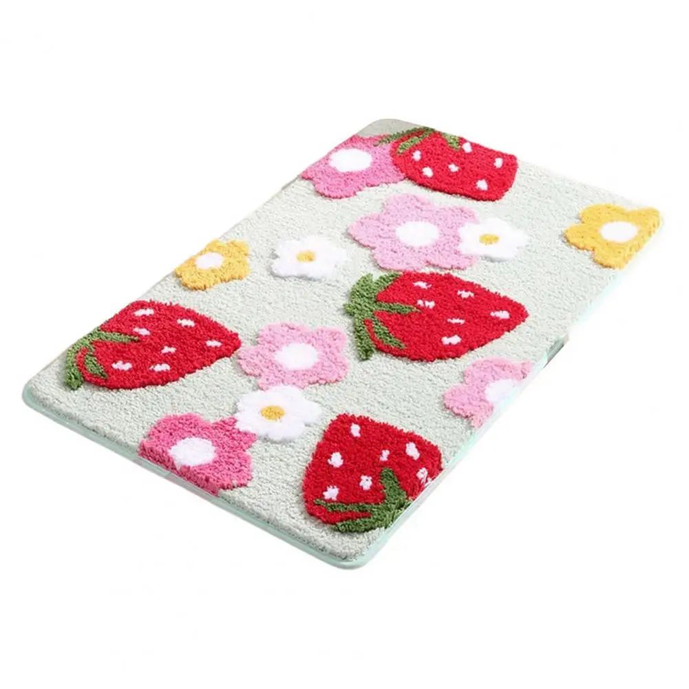 

Simple Floor Carpet Soothe Tired Feet Washable Strawberry Flower Ground Rug Non-shedding Door Mat Bedroom Supply